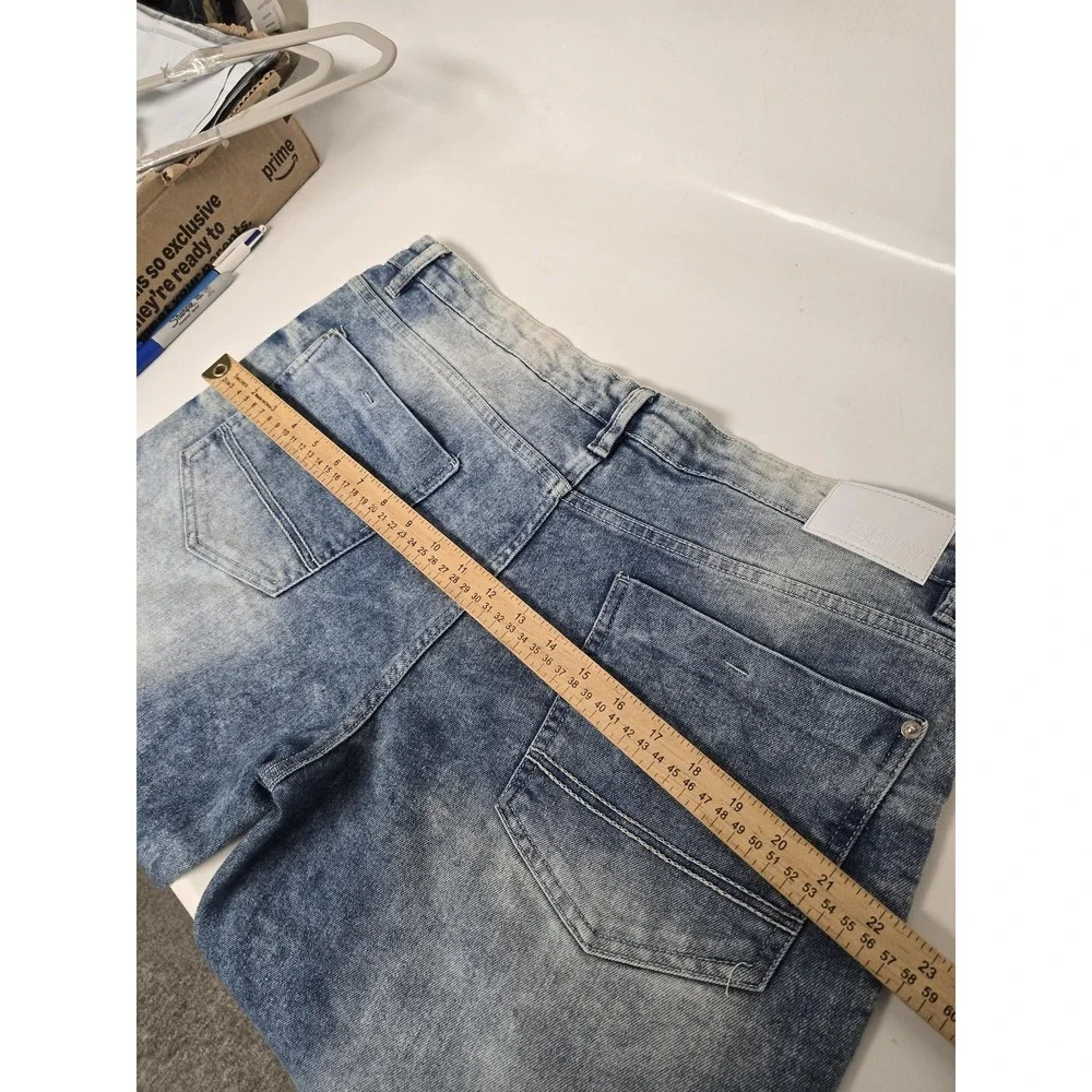 Southpole Jeans Mens 38x32 Acid Wash Skinny Fit Denim Distressed Pants Blue